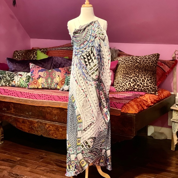 Camilla OS fits most~high low embellished dress/cover-up. multiple ways to wear! - Picture 1 of 11